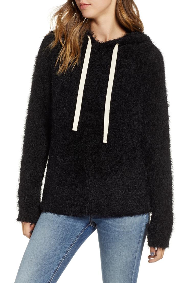 Women's Bp. Eyelash Knit Hoodie, Size - Black