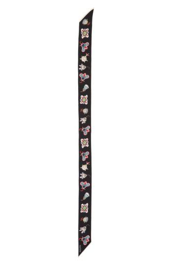 Women's Valentino Pop Flower Skinny Silk Scarf, Size - Black