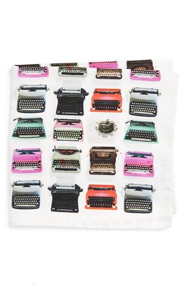 Men's Eton Typewriter Print Silk Pocket Square