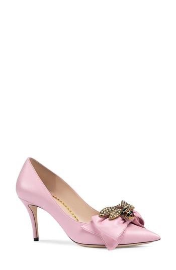 Women's Gucci Queen Margaret Bee Bow Pointy Toe Pump Us / 36eu - Pink