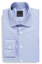 Men's David Donahue Regular Fit Check Dress Shirt 34/35 - Blue