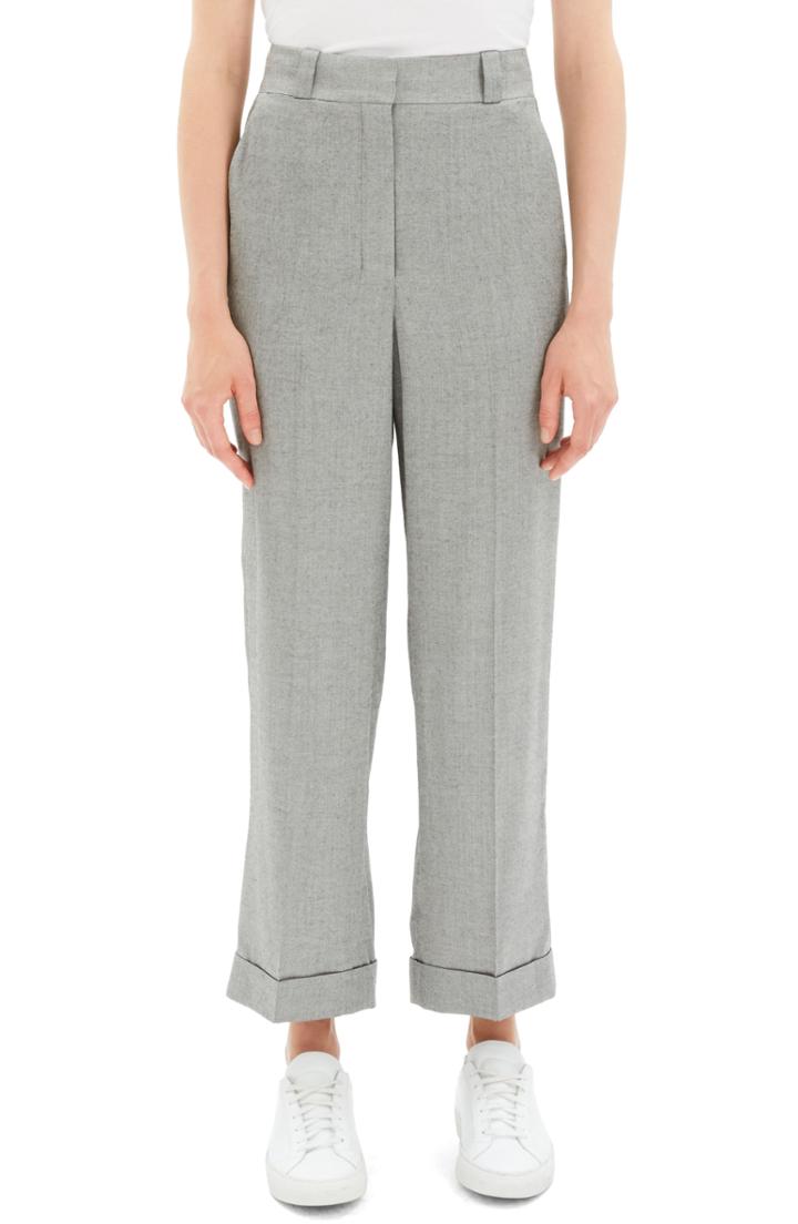 Women's Theory Cuffed Straight Leg Pants - Grey