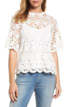 Women's Velvet By Graham & Spencer Lace Elbow Sleeve Blouse - White