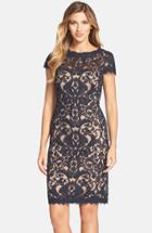 Women's Tadashi Shoji Illusion Yoke Lace Sheath Dress - Blue
