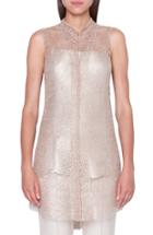 Women's Akris Metallic Lace Tunic Blouse - Beige