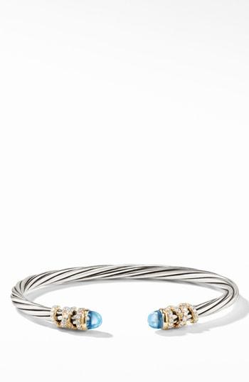 Women's David Yurman Helena End Station Bracelet With Diamonds & 18k Gold, 4mm