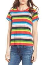 Women's Pam & Gela Rainbow Stripe Ringer Tee - Coral
