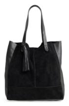 Leith Mixed Leather Tote - Black