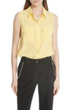 Women's Equipment 'slim Signature' Sleeveless Silk Shirt - Yellow