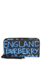 Women's Burberry Elmore Graffiti Print Leather Zip Around Wallet - Blue