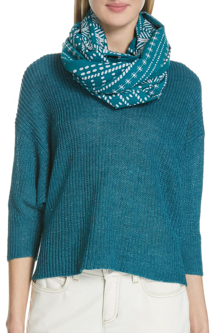 Women's Eileen Fisher Mixed Print Scarf, Size - Blue/green