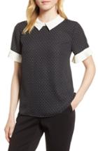 Women's Cece Pleat Sleeve Polka Dot Blouse - Black