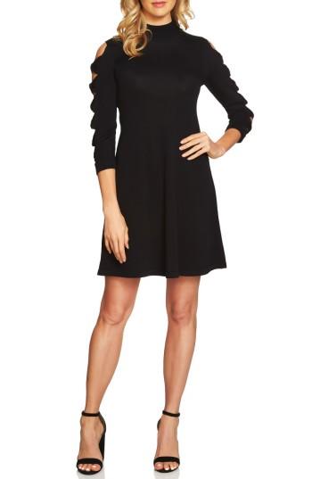 Women's Cece Bow Sleeve Mock Neck Sweater Dress - Black