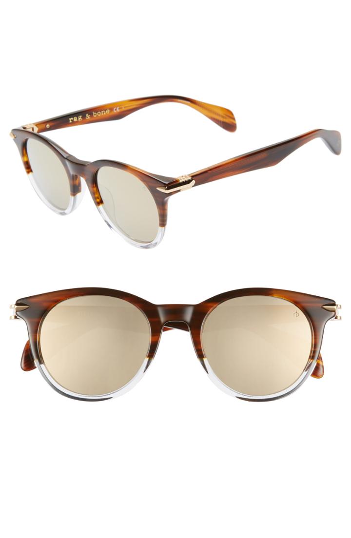 Women's Rag & Bone 49mm Round Sunglasses - Havana/ Crystal