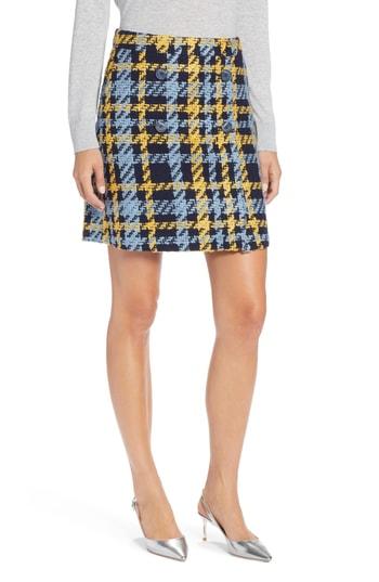Women's Halogen Button Detail Plaid Skirt - Blue
