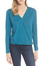 Petite Women's Caslon Faux Wrap Top, Size P - Blue