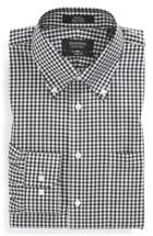 Men's Nordstrom Men's Shop Trim Fit Non-iron Gingham Dress Shirt .5 32/33 - Black