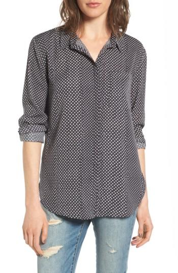 Women's Treasure & Bond Satin Boyfriend Shirt - Blue