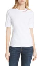Women's Frame Los Angeles Embroidered True Crew Tee - White