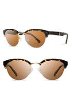 Women's Shwood 'hayden' 53mm Acetate & Wood Sunglasses - Dark Speckle/ Gold/ Brown