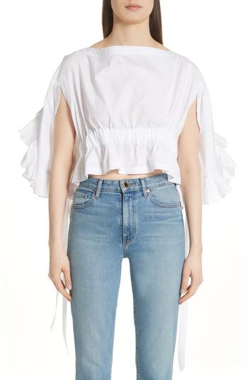 Women's Comme Des Garcons Crop Ruffle Top - White