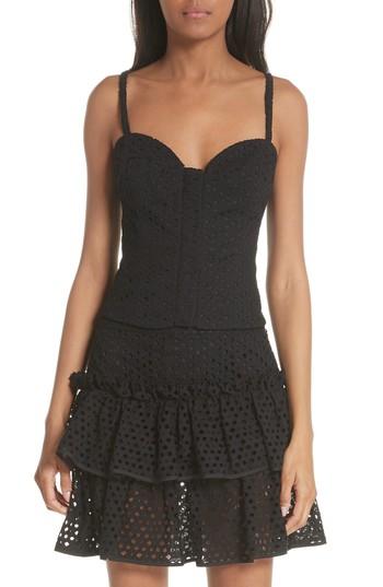 Women's Milly Karissa Floral Cotton Eyelet Bustier - Black
