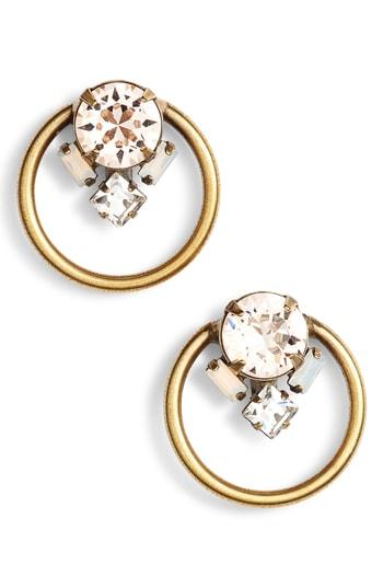 Women's Sorrelli Peony Crystal Hoop Earrings