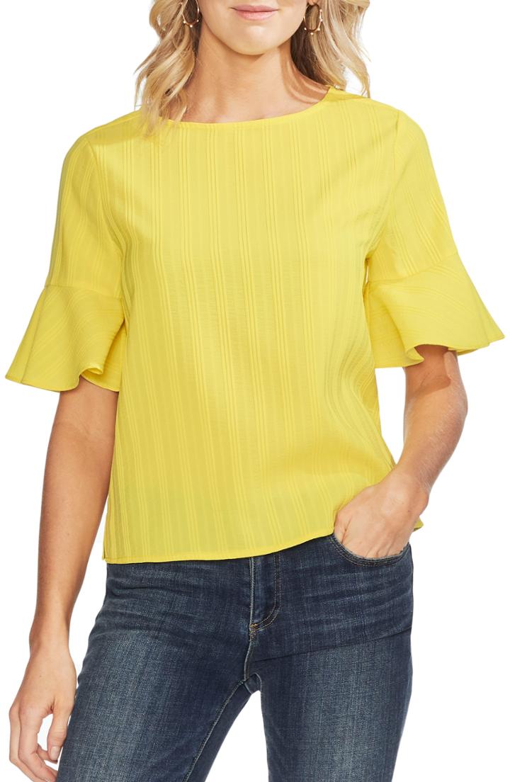 Women's Vince Camuto Stripe Ruffle Sleeve Top - Yellow