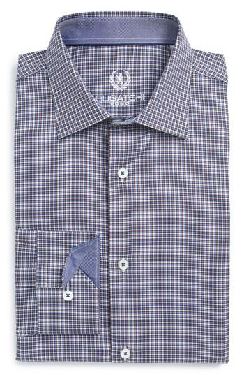 Men's Bugatchi Trim Fit Plaid Dress Shirt .5 - - Brown