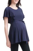 Women's Kimi And Kai Nyssa Belted Maternity/nursing Top - Blue