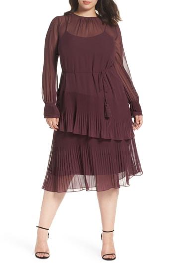 Women's Chelsea28 Pleat Detail Midi Dress (similar To 20w) - Burgundy