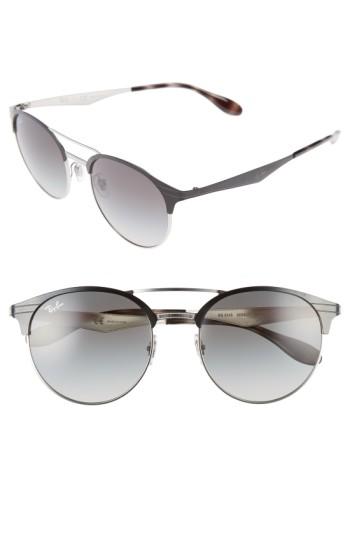 Women's Ray-ban Highstreet 54mm Round Sunglasses - Shiny Black