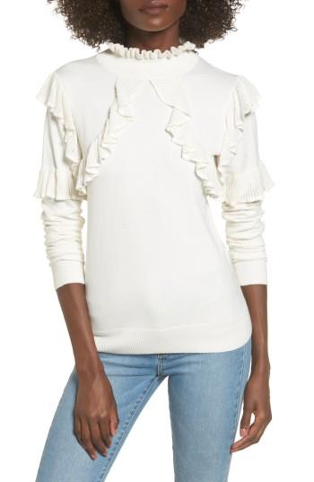 Women's Leith Ruffle Trim Sweater - Ivory