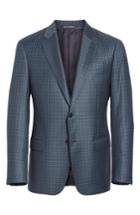 Men's Emporio Armani G Line Trim Fit Check Wool Sport Coat Us / 48 Eu S - Blue