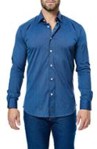 Men's Maceoo Luxor Paisley Laser Cut Sport Shirt (s) - Blue
