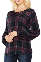 Women's Two By Vince Camuto Serenade Plaid Tie-neck Top - Grey