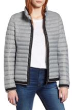 Women's Marc New York Stripe Trim Packable Down Jacket - Grey
