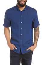 Men's Zachary Prell Shapiro Trim Fit Linen Popover Sport Shirt, Size - Blue