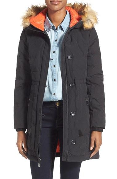 Women's Vince Camuto Down & Feather Fill Parka With Faux Fur Trim