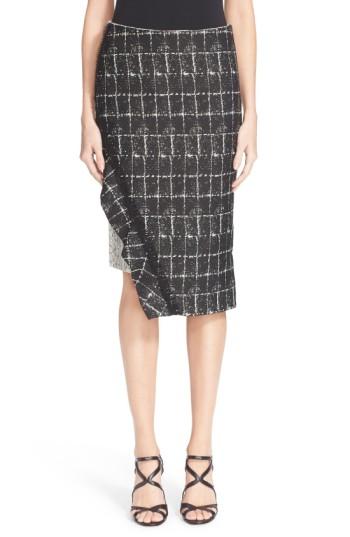 Women's Jonathan Simkhai Asymmetrical Ruffle Pencil Skirt - Black