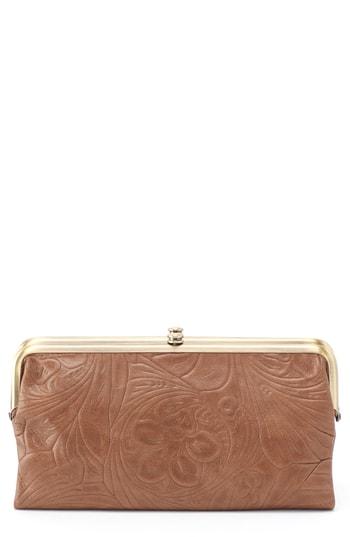 Women's Hobo Lauren Flower Embossed Leather Clutch Wallet - Brown