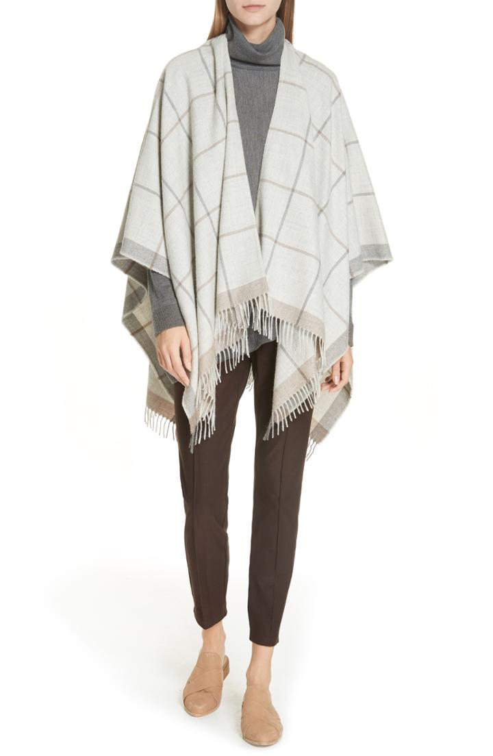 Women's Eileen Fisher Merino Jersey Asymmetrical Turtleneck Sweater - Grey