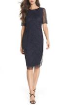 Women's Adrianna Papell Deco Beaded Tulle Sheath Dress - Blue