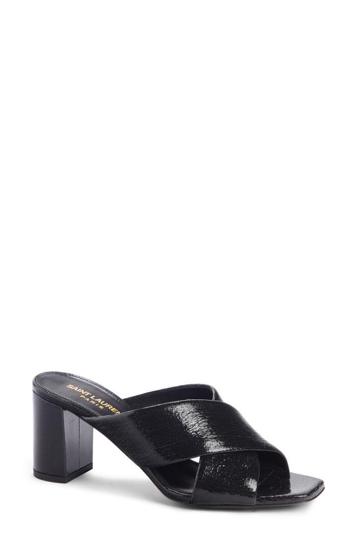 Women's Saint Laurent Loulou Cross Strap Mule Us / 36eu - Black