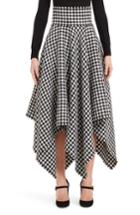 Women's Dolce & Gabbana Houndstooth Handkerchief Hem Stretch Wool Skirt Us / 38 It - Black