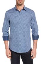 Men's Bugatchi Shaped Fit Graphic Print Sport Shirt, Size - Grey