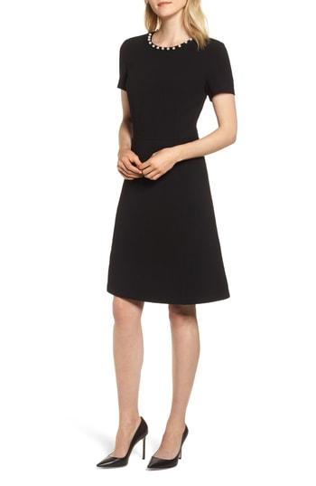 Women's Karl Lagerfeld Paris Pearly Necklace Fit & Flare Dress - Black