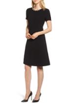 Women's Karl Lagerfeld Paris Pearly Necklace Fit & Flare Dress - Black