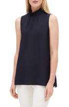 Women's Lafayette 148 New York Didi Silk Ruffle Neck Blouse - Blue