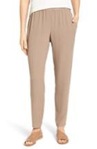 Women's Eileen Fisher Slouchy Silk Crepe Ankle Pants - Beige